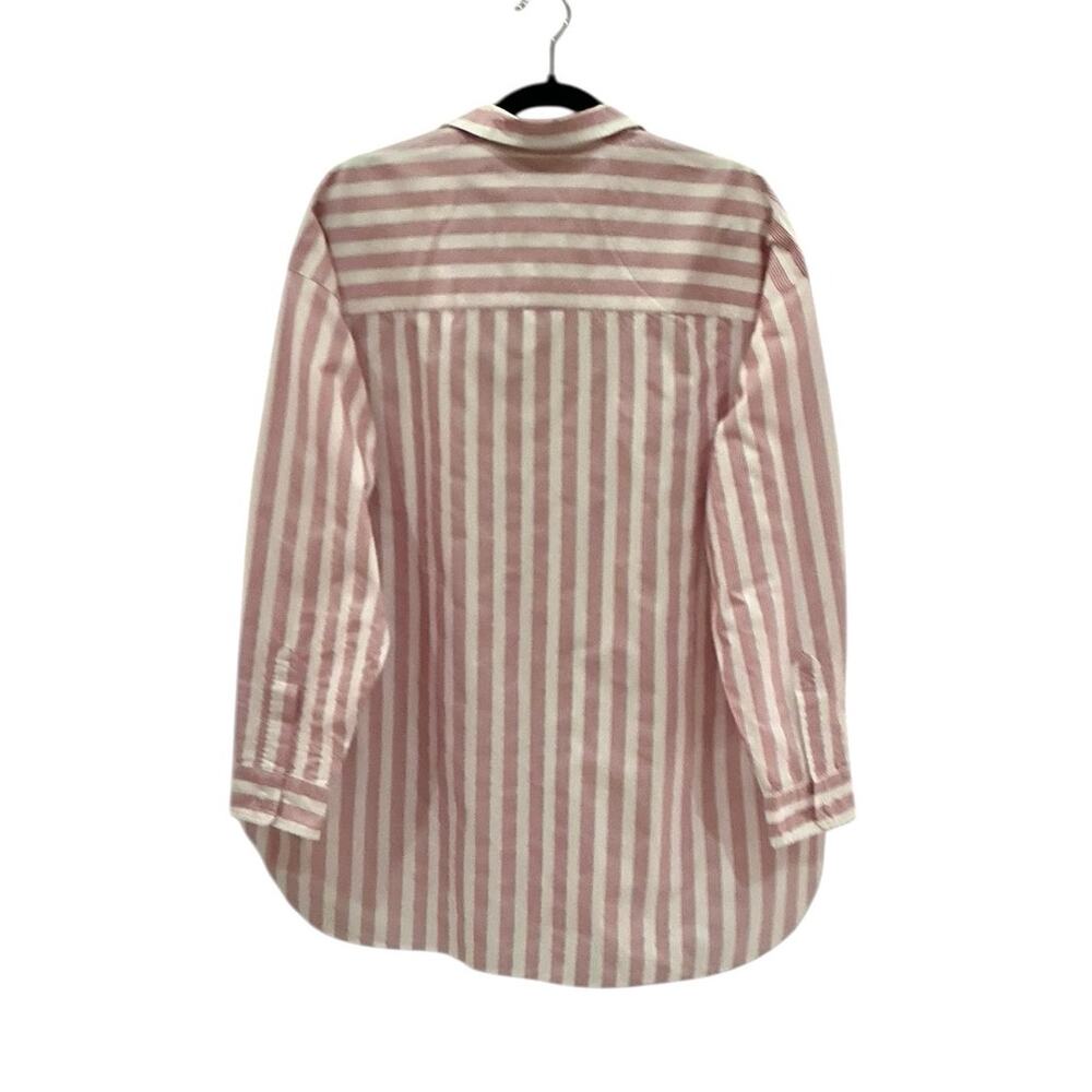 Frank & Eileen Shirley Oversized Button Up Italian Cotton Red Stripe Size Medium - Picture 10 of 14